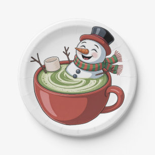 Assiettes En Carton Snowman sur Matcha Bathub Noël drôle