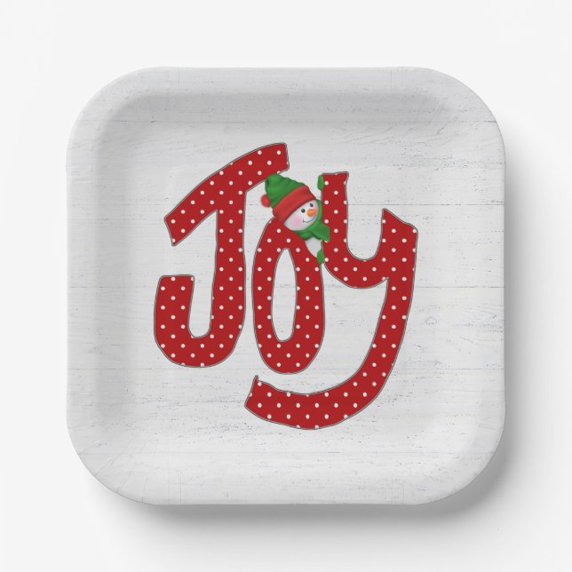 Assiettes En Carton Snowman Sur Polka Dot Joy (Recto)