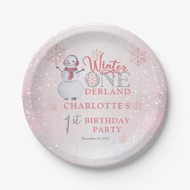 Assiettes En Carton Snowman Winter ONE derland 1er anniversaire (Devant)