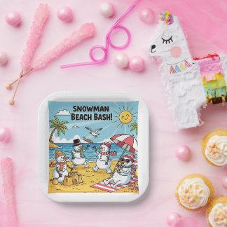 Assiettes En Carton Snowmen Beach Bash