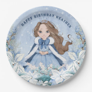 Assiettes En Carton SnowWinter Brunette Princesse Anniversaire