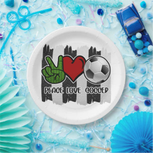 Assiettes En Carton Soccer paix et amour