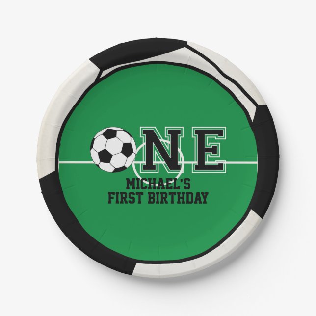 Assiettes En Carton Soccer Premier Anniversaire Plaque Papier (Devant)
