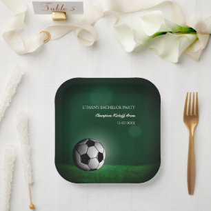 Assiettes En Carton Soccer vert Anniversaire / Bachelor Party