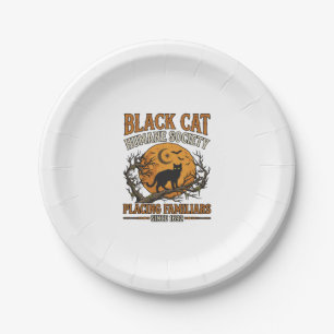 Assiettes En Carton Société humanitaire du chat noir Halloween pleine 