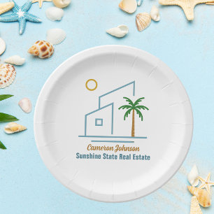 Assiettes En Carton Société immobilière de plage Personnalisable Migno