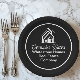 Assiettes En Carton Société immobilière noire Entreprise de courtage p