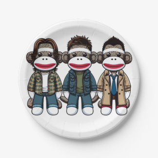 Assiettes En Carton SockMonkey Hunter Brothers et leur Angel Friend