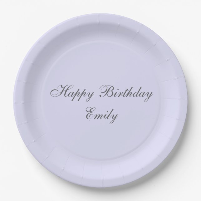 Assiettes En Carton Soft Lavender Minimalist Birthday Party Plates (Devant)