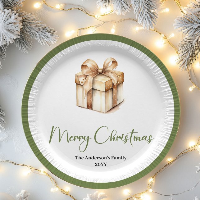 Assiettes En Carton Soft Pastel Christmas Custom Family Name Party  (Soft Pastel Christmas Custom Family Name Party Plates)