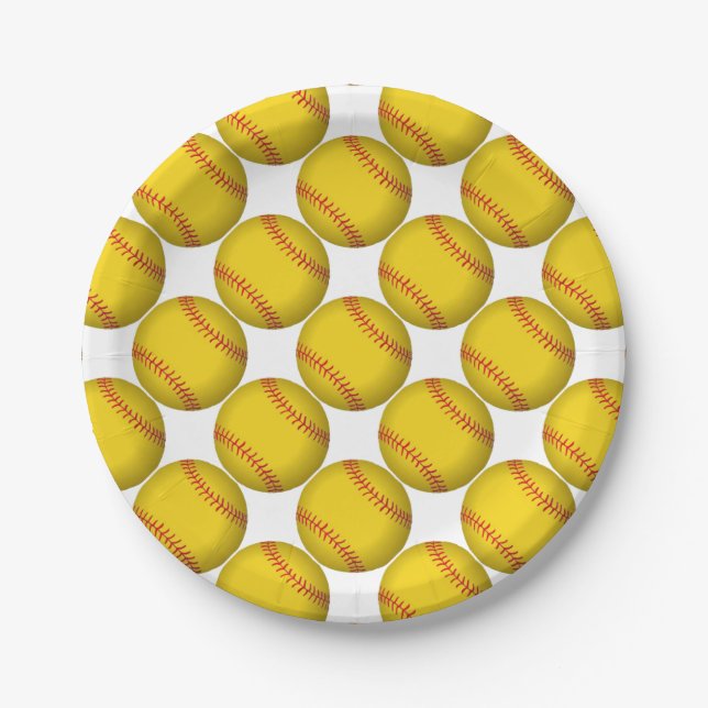Assiettes En Carton Softball Jaune (Devant)