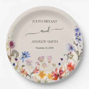 Assiettes En Carton Soignée fleur sauvage boho