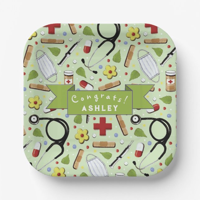 Assiettes En Carton Soins infirmiers (Recto)