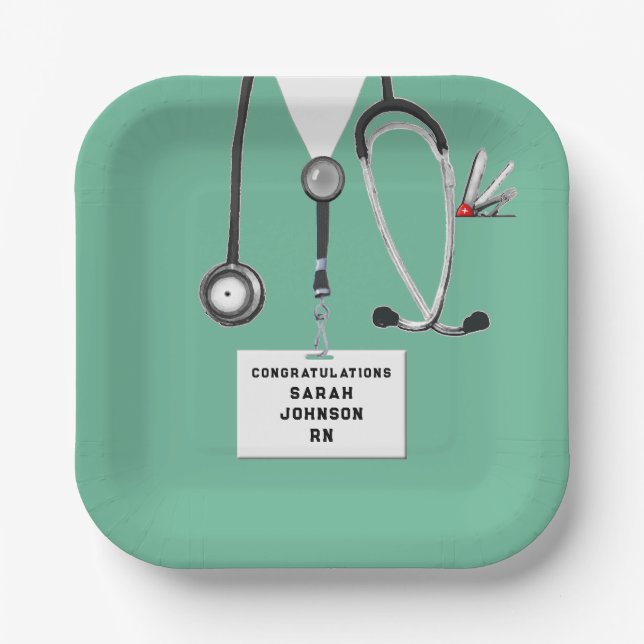 Assiettes En Carton Soins infirmiers - Fête des diplômés de l'école (Recto)