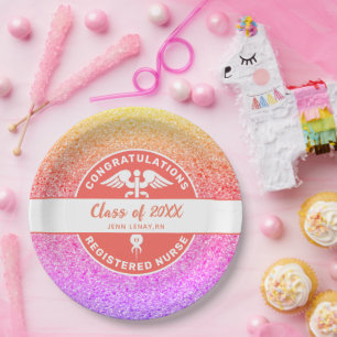 Assiettes En Carton Soins infirmiers RN Graduation Party Rainbow Parti