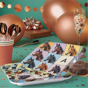 Assiettes En Carton Soirée à thème équin Monogramme Cheval