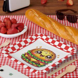 Assiettes En Carton Soirée amoureuse du Cute Hamburger