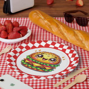 Assiettes En Carton Soirée amoureuse du Cute Hamburger