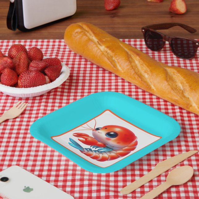 Assiettes En Carton Soirée aux crevettes de plage (Pique-nique)