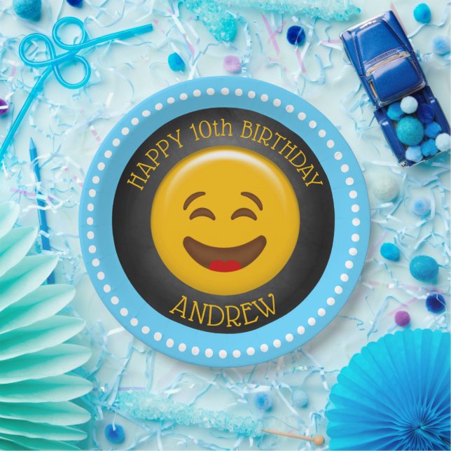 Assiettes En Carton Soirée d'anniversaire du mignon Emoji (Fête)