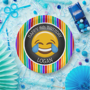 Assiettes En Carton Soirée d'anniversaire du mignon Emoji