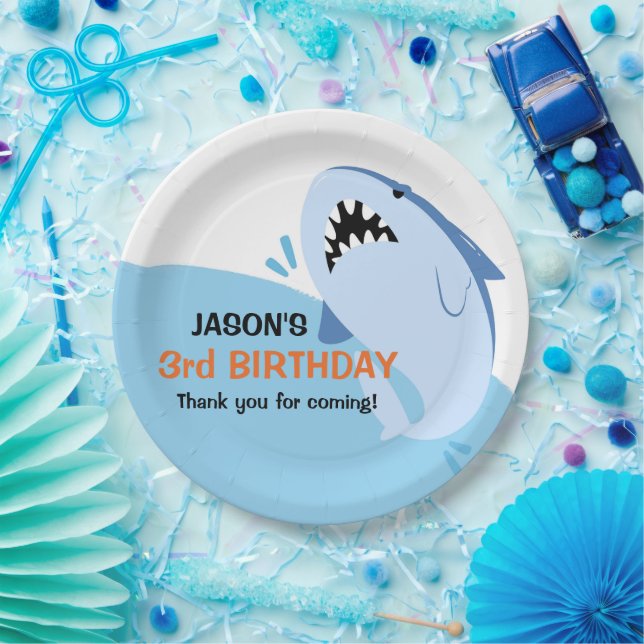 Assiettes En Carton Soirée d'anniversaire personnalisée pour le requin (Fête)