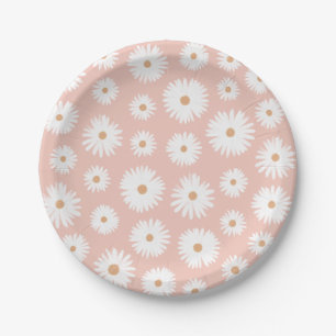 Assiettes En Carton Soirée d'anniversaire rose Boho Daisy