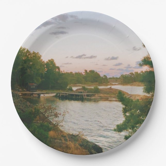 Assiettes En Carton Soirée dans l'archipel suédois (Devant)