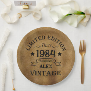 Assiettes En Carton Soirée de 40 ans vintage personnalisée