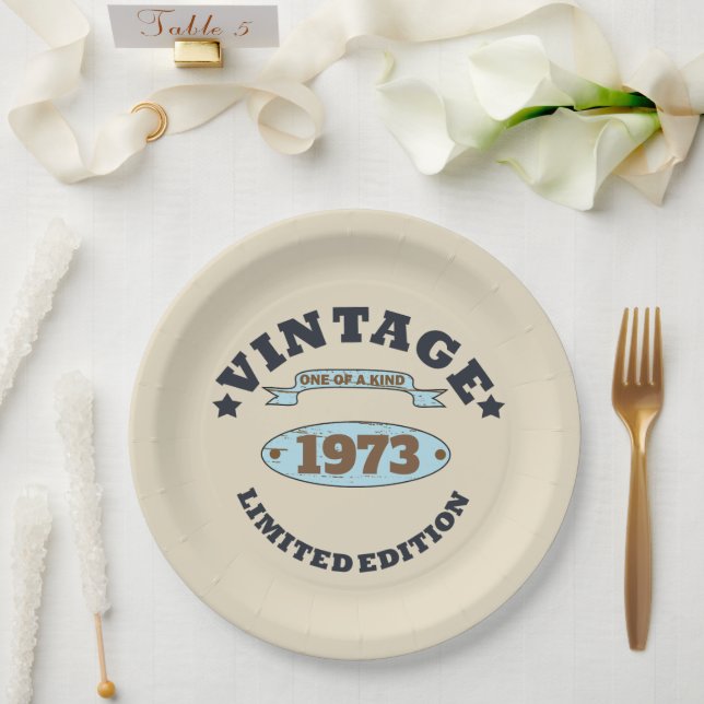 Assiettes En Carton Soirée de 50 ans vintage personnalisée (Mariage)