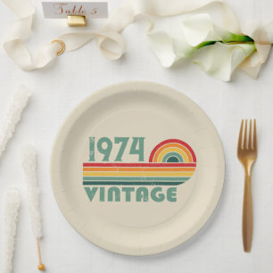Assiettes En Carton Soirée de 50 ans vintage personnalisée