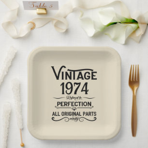 Assiettes En Carton Soirée de 50 ans vintage personnalisée