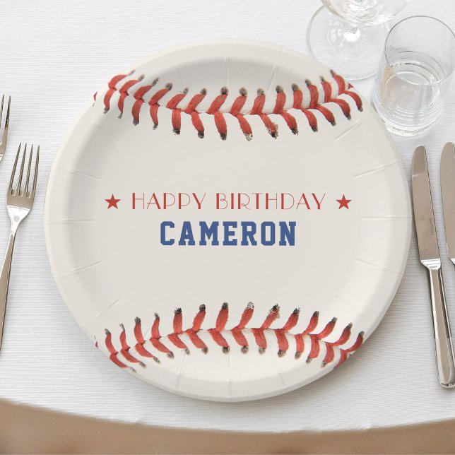 Assiettes En Carton Soirée de baseball Sport joyeuse fête d'anniversai (Baseball Softball Sport Happy Birthday Party Paper Plates)