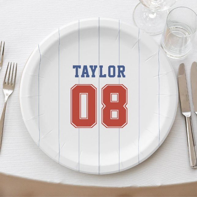 Assiettes En Carton Soirée de baseball Sport Pinstripe Anniversaire (Baseball Softball Sport Pinstripe Birthday Party Paper Plates
)