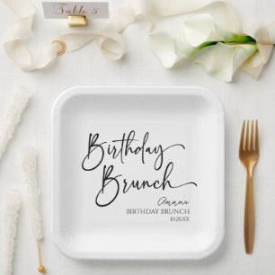 Assiettes En Carton Soirée de Brunch d'Anniversaire minimaliste et mod