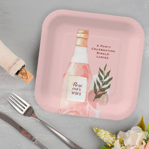 Assiettes En Carton Soirée de la Saint-Valentin Rosé plutôt que Roses 
