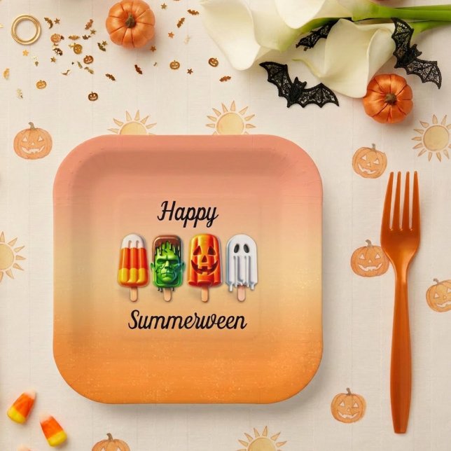 Assiettes En Carton Soirée d'été Halloween Summerween (Créateur téléchargé)