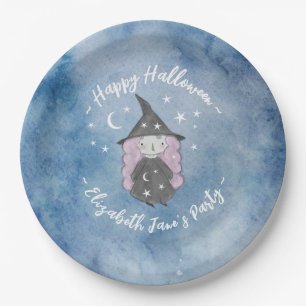 Assiettes En Carton Soirée d'Halloween pour les enfants en petite sorc