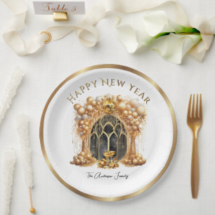 Assiettes En Carton Soirée Elegant & Gold New Years
