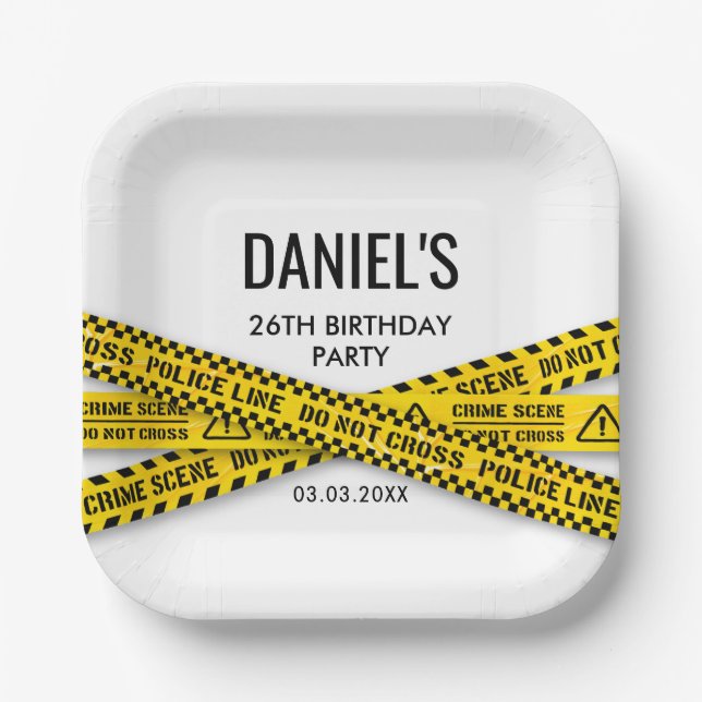 Assiettes En Carton Soirée Enquête de Meurtre Ruban de Police Jaune (Recto)
