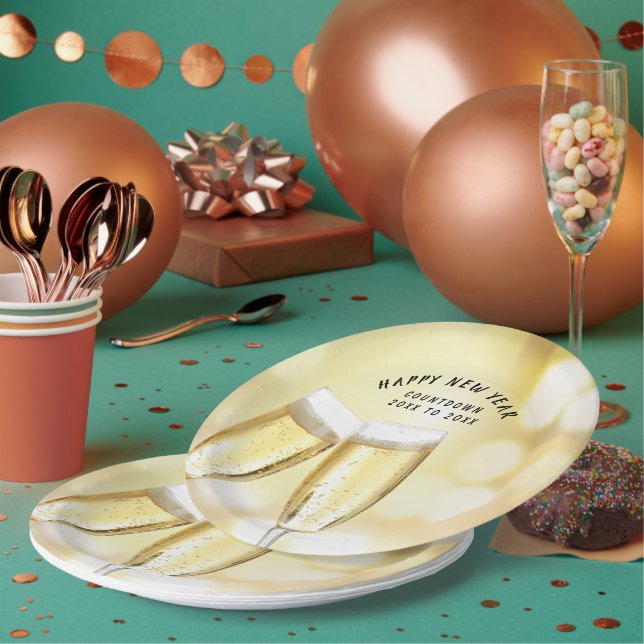 Assiettes En Carton Soirée et fête du toast du Nouvel An (Multi)