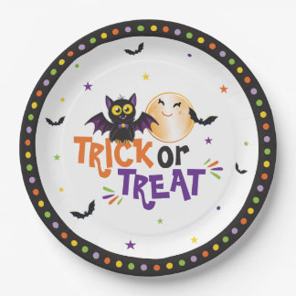 Assiettes En Carton Soirée Halloween Trick or Treat Chauve-souris et L