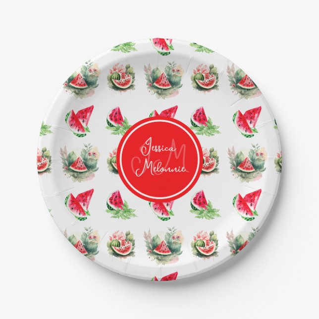 Assiettes En Carton Soirée personnalisée | Pastèque (Devant)