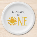 Assiettes En Carton Soirée personnalisée Soleil Jaune Premier Annivers<br><div class="desc">Prévoyez-vous une fête de premier anniversaire ? Ces mignonnes plaques de papier de fête de premier anniversaire sont décorées d'une aquarelle jaune soleil. Ils sont facilement personnalisables. Aquarelle originale © Michele Davies.</div>