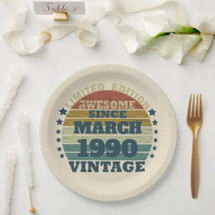 Assiettes En Carton Soirée personnalisée vintage de 35 ans