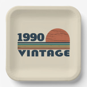 Assiettes En Carton Soirée personnalisée vintage de 35 ans