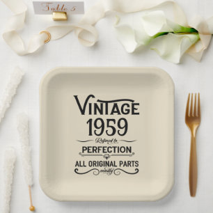 Assiettes En Carton Soirée personnalisée vintage de 65e anniversaire