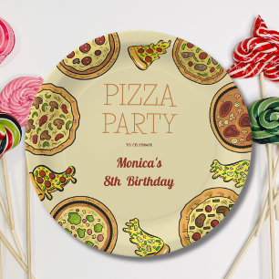 Assiettes En Carton Soirée pizza caricature