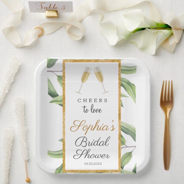 Assiettes En Carton Soirée pour l'amour de la Fête des mariées botaniq (Mariage)