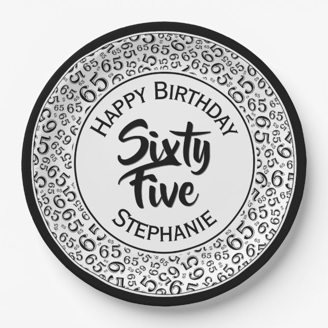 Assiettes En Carton soixante-cinquième Motif frais de nombre (Devant)